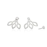 Sterling Silver Lotus Flower Stud Earrings Jackets Jewelry Elegant Chic Earrings for Women Girl