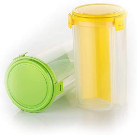 Yellow Leaf Products Storage Jar with 3 Section (Set of 2-1500 ml Each) | Plastic AIRtight Dispenser Container Box…