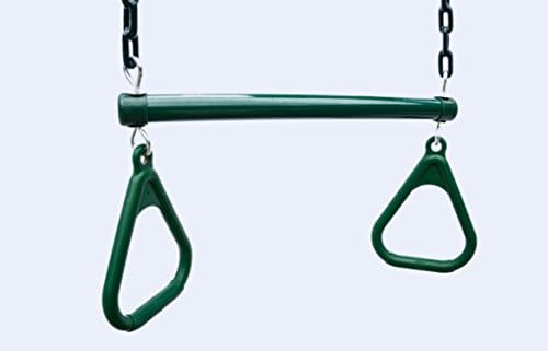 Trapeze Bar with Rings, Plastic Coated Chain and Carabiners - Green