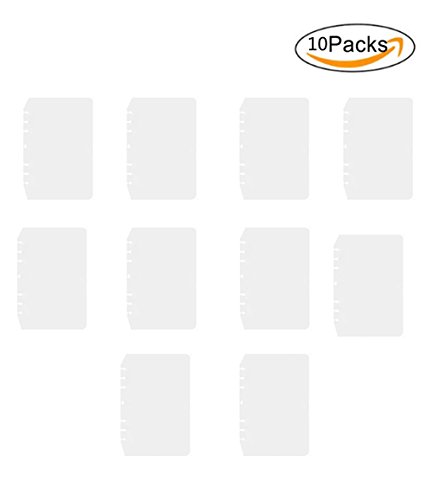Eilova 6-Hole Clear Frosted PVC Sheet Pages Dividers Insertable Index Page Tab Cards for Travel Journal Diary Binder Notebook Memo Notepad(A5,10Pack)