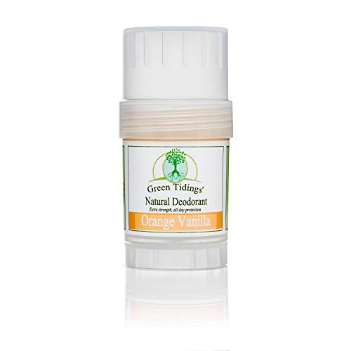 Green Tidings Natural Deodorant - Orange Vanilla 1 oz. - Extra Strength, All Day Protection - Vegan - Cruelty-Free -Organic- Aluminum Free - Paraben Free - Non-Toxic - Solid Lotion Bar Tube (Best Selling Deodorant Brands)