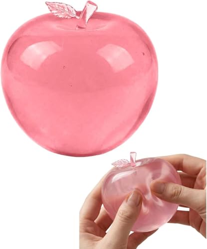 ORCHID M® Apple Squishy Stress Relief, Slow Rebound Pink Fruit Squeeze, Soft Squeezy Balls for Anxiety, Sensory Fruit Squishy for Pinching, Stress Balls Squeeze Alternative