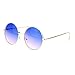 2 Tone Color Lens Retro Vintage Style Round Circle Hippie Groovy Sunglasses Blue Pink