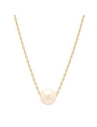 BRIDE DAZZLE Bridesmaid Gifts- Pretty Single Floating Bridal Pearl Necklace, Gold Color, Simulated Pearls