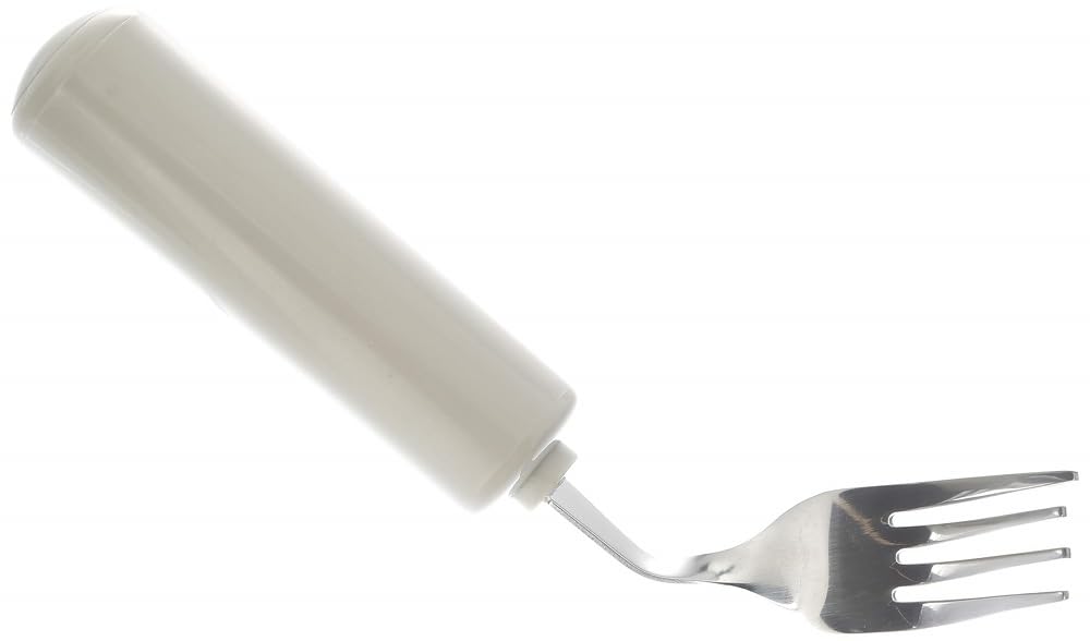 Homecraft Queens Cutlery, Angled Fork for Right Hand (Eligible for VAT relief in the UK) Adaptive Dining Utensil for Elderly, Disabled, Large Built-Up Handle for Good Grip, Dishwasher Safe