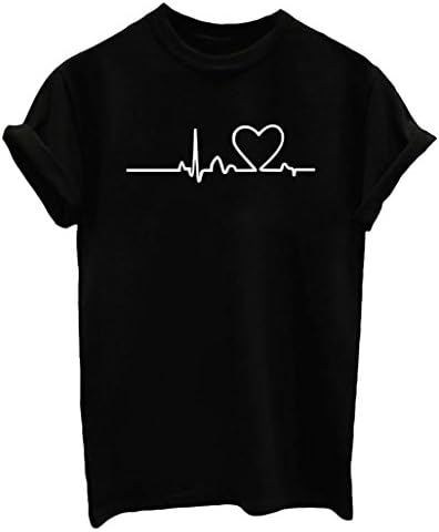Yeesea Women Cotton Summer Tee Shirts Casual Printed Letter Cute Girls T-Shirt Tops Streetwear