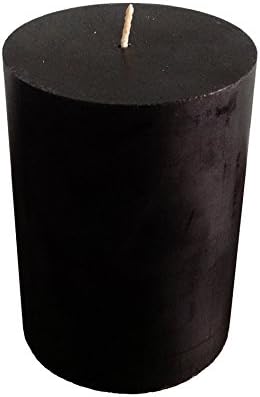 Collumino Pillar Candle, Long Burn Time, Dinner Bistro Table Church Wedding Candle (Black, 7 x 10 cm)