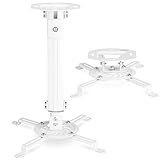 VonHaus Universal Adjustable Ceiling Projector Mount Wall Bracket with 22.8" Extending Arm Full Motion Tilt Swivel 29.8lb Max Weight - White