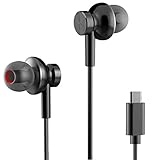 Acessorz USB Type C Earphones, Wired in-Ear Metal Magnetic Earbuds w/Mic, Stereo Bass Noise Cancelling Headphones Sports Headset Compatible with Google Pixel 3/2/XL, Huawei, Essential Phone - Black