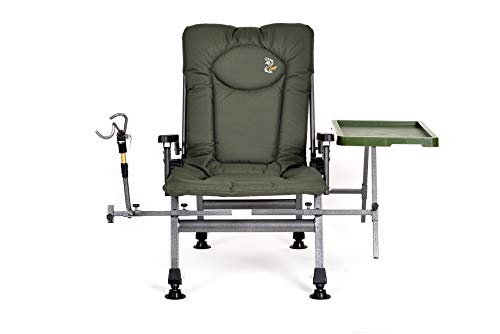 Carp Angelstuhl Campingstuhl F5R ST/P Stuhl Deluxe Karpfen Angler Campingstuhl mit extra Höhe und Tisch Angelrutenhalter – Bild 3