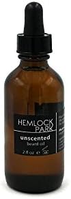 Hemlock Park Beard Oil Leave-in Conditioner | 100% Pure Organic Jojoba &amp; Argan Oils (Unscented Classic, 2 oz. Glass Bottle)