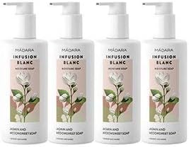 Madara Organic Skincare Infusion Blanc Moisture Soap, Jasmine and Meadowsweet, 300 ml, Pack of 4