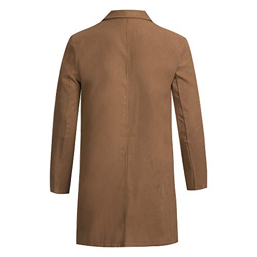 Dacawin_Men Coats Men's Winter Slim Trench Jacket Casual Mid-Long Suit Overcoat Solid Color Long Sleeve Button Coat