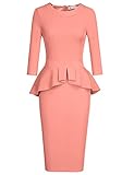MUXXN Womens Audrey Hepburn Style Half Sleeves Summer Knee Length Dress (Peach XL)