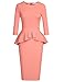 MUXXN Womens Audrey Hepburn Style Half Sleeves Summer Knee Length Dress (Peach XL)