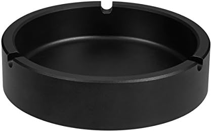 G Keni Glossy Aluminium Alloy Cigarette Ashtray, Outdoor and Indoor Ash Tray, Desktop Smoking Ash Tray for Household, Office, Bars, Restaurant and Hotel Decoration,Black