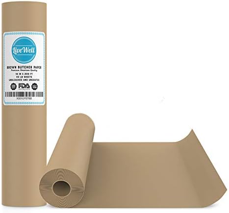 Brown Kraft Butcher Paper Roll - 18 Inch x 200 Feet (2400 Inch) - Food Grade FDA Approved – Great Smoking Wrapping Paper for Meat of all Varieties– Made in USA– Unwaxed and Uncoated (Brown - 18"x200')
