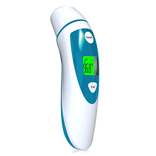 Forehead and Ear Thermometer for Fever, Digital Infrared Temporal Thermometer with Fever Alarm