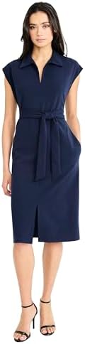 london times women's short-sleeve knit sheath dress London Times Women's Polished Crepe Tie Neck A-Line Dress Short Sleeve, Knee-Length, Printed Knit, Size 8 Shown
