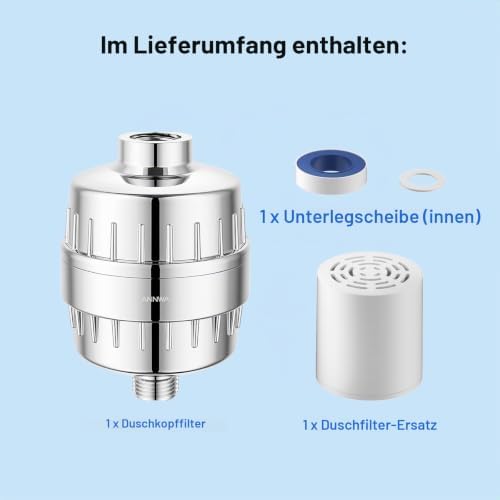 Shower Filter,Duschfilter gegenr,Duschfilter mit Vitamin C für hartes Wasser,Duschkopffilter mit austauschbarer Kartusche zum Entfernen von Chlor und Schwermetallen(NHX003CP-TZ)