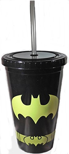 DC Comics BATMAN Costume 16oz Insulated TUMBLER w/ Lid & Straw