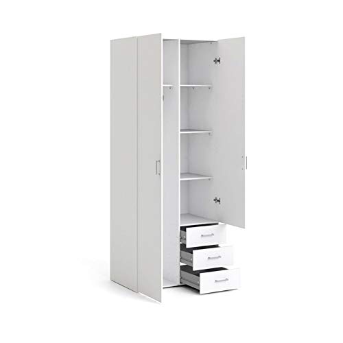 Atlin Designs Modern Wood 3 Drawer and 2 Door Wardrobe/Armoire in White