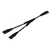 1-Foot IEC 320 C8 to Dual C7 Y Split Power Cord, 18-AWG Figure 8 Male to Double Female 1 in 2 Out AC Power Cord, Figure 8 Male to 2 x Female Power Y Cable.
