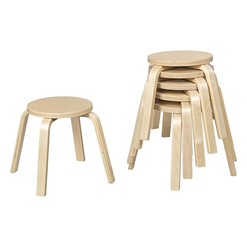 ECR4Kids Bentwood Stackable Stools, Classroom Furniture, Natural, 6-Piece