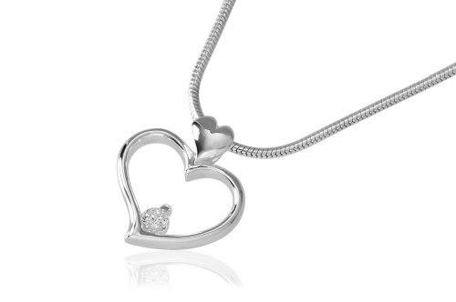 VINANI Anhänger Zirkonia Herz mit Kette 45 cm Silber 925 AZH45