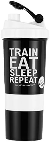 My 60 Minutes Gym Shaker 500ml with 2 Storage Compartments (White)