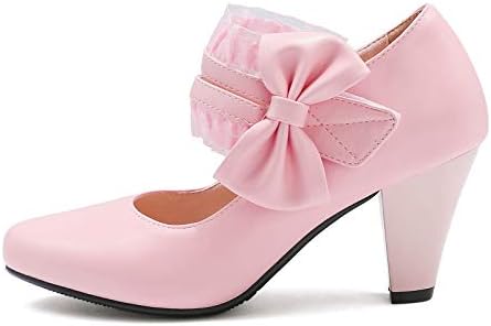 TAONEEF Girls Candy Block Heel Pumps Hook and Loop