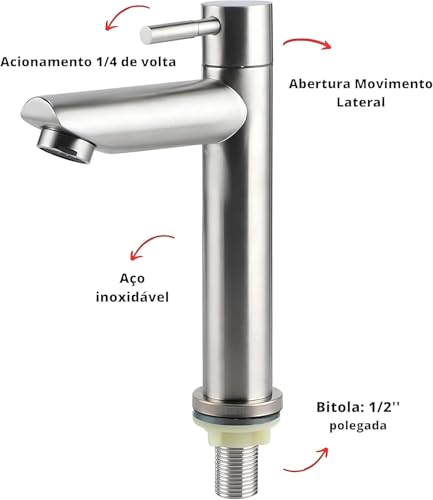 Torneira para Bancada de Pia de Banheiro em Aço Inoxidável Premium com Acionamento 1/4 de Volta, Design Moderno, Alta Durabilidade e Instalação Simples – Qualidade Premium LNSTORE