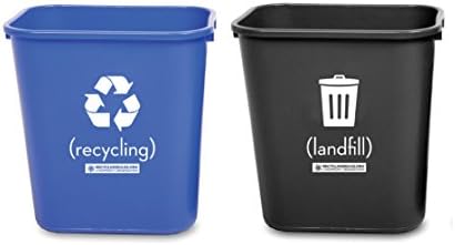 Pack of 6 ($7.00 each) Coordinating Deskside Recycling & Trash Wastebasket Container, Small, 13-5/8 quart (3.4 gallon)