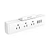 Cruise Power Strip with 3 USB 3 Outlets - NTONPOWER Travel USB Charging Station with Stand, Cube Tap Power Outlet Extender, Non Surge Protection - White