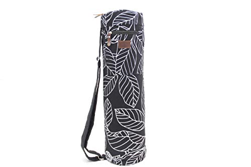 Mirvana Full-Zip Exercise Yoga Mat Carry Bag with Sturdy Canvas, Multi-Functional Storage Pockets, Smooth Zippers, Adjustable Strap and Handle – Fits Most Size Mats (Black)