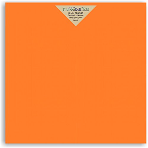 50 Bright Orange Cover/Card Paper Sheets - 12 X 12 Inches Scrapbook Album|Cover Size - 65# (65 lb/pound) Light Weight Cardstock - Quality Printable Smooth Paper Surface for Bright Colorful Results