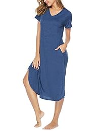 Abollria - Camisa de manga corta para mujer, casual con cuello en V, con bolsillos S-XXL