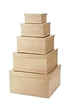 Darice 5 Piece Value Pack Paper Mache Square Box Set