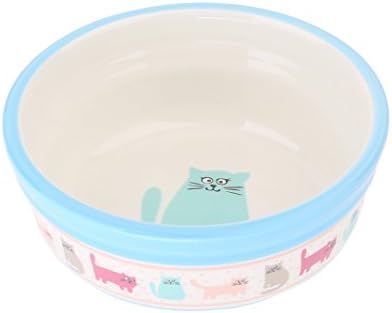 MushroomCat Delicate Blue Cat Logo Ceramic Pet Bowl