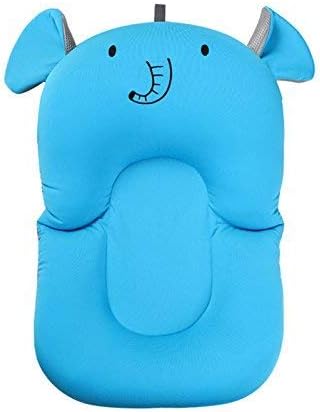 UNAOIWN Baby Bath Cushion, Newborn Bath Anti-Slip Cushion Seat, Infant Floating Bather Bathtub Pad，Shower Bed Security Guaranteed (Blue Elephant, Cushion)