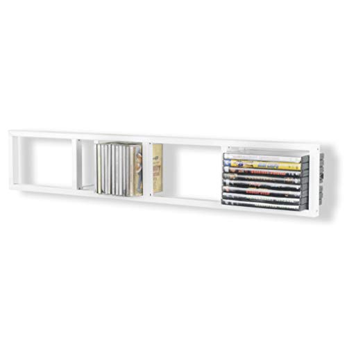 BHG You-Have-Space Modern Wall Mount Cd DVD Media Rack Storage Metal Shelf Organizer (White)