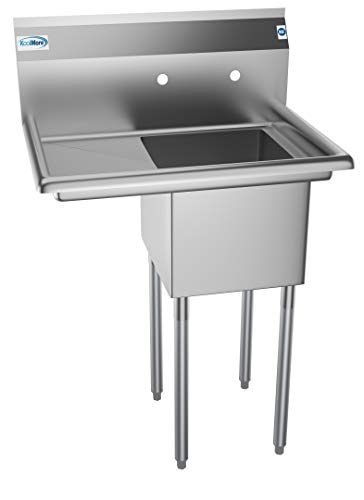 KoolMore 1 Compartment Stainless Steel NSF Commercial Kitchen Prep & Utility Sink with Drainboard - Bowl Size 14" x 16" x 11" - Thumbnail 7