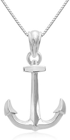 Sterling Silver 3-D Anchor Charm and Necklace. (18" Inches)