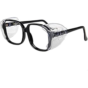 Auony Safety Glasses Side Shields,2 Pairs Slip On Clear Side Shields for Safety Glasses-Fits Medium to Large Eyeglasses