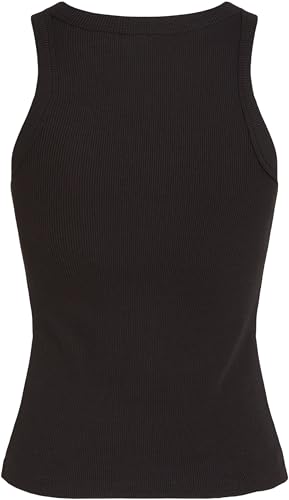 Donna Canotta Monologo Rib Skinny Fit, Nero (CK Black), XS