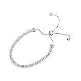 Women 5mm Two Row Sliding Tennis Bracelet, 7.5 inch Can Extend To 10 Inches Long