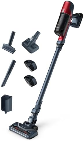 X-Pert 6.60 Animal Akkustaubsauger, 100W Leistung, 45 Min Laufzeit, kabellos & beutellos, LED-Düse, herausnehmbarer Akku, inkl. Fugendüse, Wandhalterung und Tierhaarbürste, rot/schwarz, RH6878