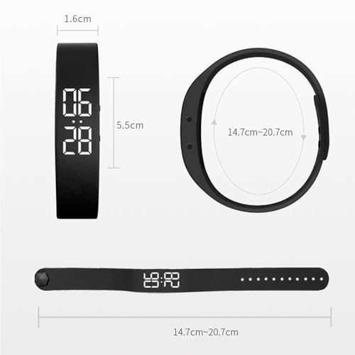 Alarm Clock Watch, Wake-Up Alarm, Silent Vibration Wake Up Wristband, Wearable Silent Alarm Clock with Adjustable Strap for Men and Women, 1Pcs Black