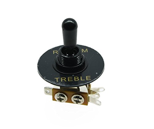 KAISH LP Guitar 3 Way Toggle Switch Black with Black Tip and RHYTHM TREBLE Plate for Les Paul