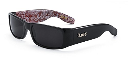 Locs Mens Fashion Hardcore Gangster Cool Shades Bandana Print Two Tone Sunglasses (Black Red)